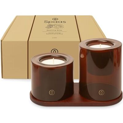 Spaas Cofanetto regalo con candele profumate Delight e vassoio decorativo in legno Beaming Bliss Spaas Cofanetto regalo con candele profumate Delight e vassoio decorativo in legno Beaming Bliss