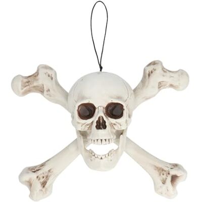 Boland Teschio con ossa 37 x 31 x 15 cm, figura decorativa, decorazione di Halloween, decorazione per feste Boland Teschio con ossa 37 x 31 x 15 cm, figura decorativa, decorazione di Halloween, decorazione per feste