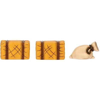 THUN Set sacco e balle di fieno ceramica Collezione Presepe Classico sacco 5,4 x3,2x3 balle fieno 5,2x2,8x3,3 cm THUN Set sacco e balle di fieno ceramica Collezione Presepe Classico sacco 5,4 x3,2x3 balle fieno 5,2x2,8x3,3 cm