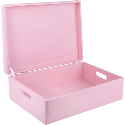 Creative Scatola XL in Legno Rosa, 40 x 30 x 14 cm Con coperchio e maniglie, per decoupage e decorazione, portaoggetti per documenti, attrezzi e giocattoli Creative Scatola XL in Legno Rosa, 40 x 30 x 14 cm Con coperchio e maniglie, per decoupage e decorazione, portaoggetti per documenti, attrezzi e giocattoli