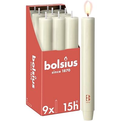 Bolsius Candela XL rustica 23 x 3 cm avorio in cartone da 9 pezzi Lunghezza durata 15 ore Non profumata Contiene cera vegetale naturale Senza olio di palma Bolsius Candela XL rustica 23 x 3 cm avorio in cartone da 9 pezzi Lunghezza durata 15 ore Non profumata Contiene cera vegetale naturale Senza olio di palma