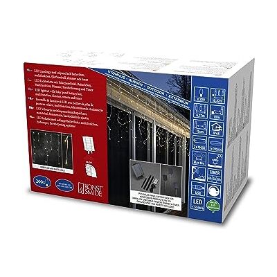 Konstsmide Tenda luminosa a LED, con 200 diodi ambrati, per esterni, cavo bianco, 2 batterie al litio, 1 CR2025 (incluse), Konstsmide Tenda luminosa a LED, con 200 diodi ambrati, per esterni, cavo bianco, 2 batterie al litio, 1 CR2025 (incluse),