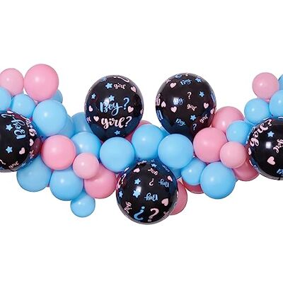 Ciao - Kit Ghirlanda Palloncini DIY Gender Reveal Boy or Girl (65 palloncini lattice, 300cm), rosa/azzurro Ciao - Kit Ghirlanda Palloncini DIY Gender Reveal Boy or Girl (65 palloncini lattice, 300cm), rosa/azzurro