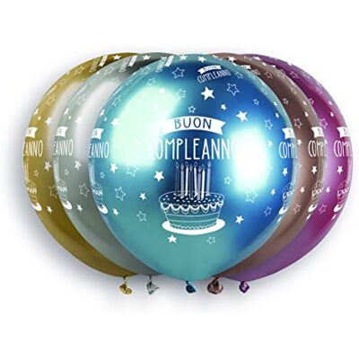 Ciao Busta 25 palloncini metallizzati Buon Compleanno Shiny in lattice naturale Premium Quality G150 (Ø 48cm / 19") Ciao Busta 25 palloncini metallizzati Buon Compleanno Shiny in lattice naturale Premium Quality G150 (Ø 48cm / 19")