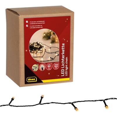 Idena Ghirlanda luminosa 200 LED Maxi a luce bianca calda, 24,9 m Con funzione timer da 8 ore e alimentatore, come decorazione per feste, decorazione natalizia, per matrimoni, Idena Ghirlanda luminosa 200 LED Maxi a luce bianca calda, 24,9 m Con funzione timer da 8 ore e alimentatore, come decorazione per feste, decorazione natalizia, per matrimoni,