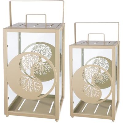 Gilde Yin & Yang Set di 2 lanterne Balance in vetro e metallo, altezza 48 cm x larghezza 25 cm, rettangolare, beige opaco Gilde Yin & Yang Set di 2 lanterne Balance in vetro e metallo, altezza 48 cm x larghezza 25 cm, rettangolare, beige opaco