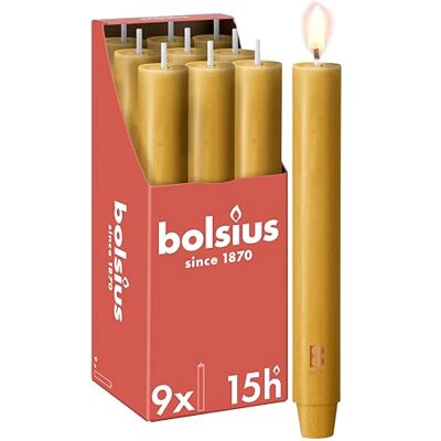 Bolsius Candela XL rustica – 23 x 3 cm – Oat Beige – in cartone da 9 pezzi – Lunghezza durata 15 ore – Non profumata – Contiene cera vegetale naturale – Senza olio di palma Bolsius Candela XL rustica – 23 x 3 cm – Oat Beige – in cartone da 9 pezzi – Lunghezza durata 15 ore – Non profumata – Contiene cera vegetale naturale – Senza olio di palma