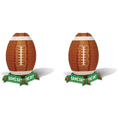 Beistle , 2 pezzi Game Day Football Lantern Centerpiece, 11" (verde/bianco/marrone) Beistle , 2 pezzi Game Day Football Lantern Centerpiece, 11" (verde/bianco/marrone)