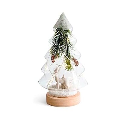 H&H Natale Albero in Vetro con Led, Altezza 21cm, Decorazione Natalizia H&H Natale Albero in Vetro con Led, Altezza 21cm, Decorazione Natalizia