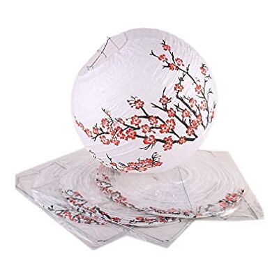 lachineuse -4 lanterne di carta giapponesi rotonde-Fiori di ciliegio-Ø 30 cm lachineuse -4 lanterne di carta giapponesi rotonde-Fiori di ciliegio-Ø 30 cm