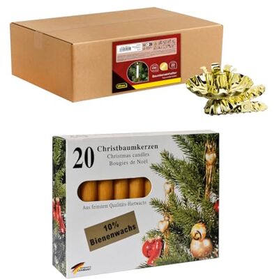 Idena Portacandele per Albero di Natale, 20 Pezzi in Oro incl. 20 Candele in Giallo, portacandele in Metallo Vintage, con Clip per Rami Fino a 1,5 cm di Spessore Idena Portacandele per Albero di Natale, 20 Pezzi in Oro incl. 20 Candele in Giallo, portacandele in Metallo Vintage, con Clip per Rami Fino a 1,5 cm di Spessore
