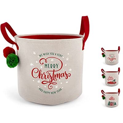 H&H Natale Cestino in Tessuto, Tondo, 26x23cm H&H Natale Cestino in Tessuto, Tondo, 26x23cm