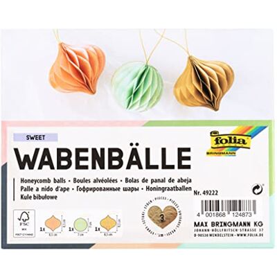 Folia Sweet 49222 Christmas Honeycomb Balls Set Of 3 - Palline di carta d'api natalizie Folia Sweet 49222 Christmas Honeycomb Balls Set Of 3 - Palline di carta d'api natalizie