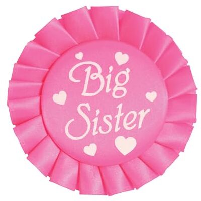 Beistle Bottone in raso con scritta "Big Sister", 9,5 cm Beistle Bottone in raso con scritta "Big Sister", 9,5 cm