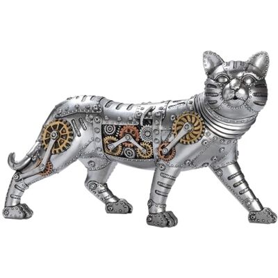 Gilde Steampunk Statuetta a forma di gatto in resina, colore: argento, motivo ingranaggi, altezza 23 cm x larghezza 35 cm Gilde Steampunk Statuetta a forma di gatto in resina, colore: argento, motivo ingranaggi, altezza 23 cm x larghezza 35 cm