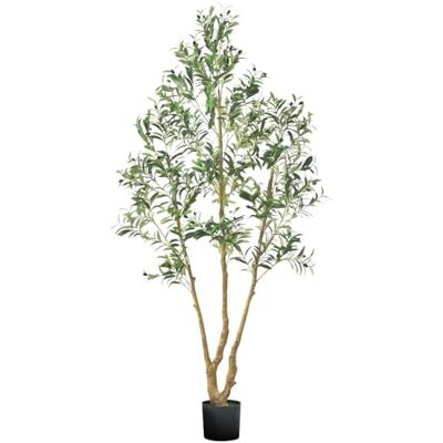 VEVOR Albero Artificiale da Interno da 2134 mm con Vaso Nero, Albero di Ulivo Artificiale con Tronco in Legno Naturale e Foglie e Frutti Verdi Realistiche, per Casa, Soggiorno, Decorazione d'Angolo VEVOR Albero Artificiale da Interno da 2134 mm con Vaso Nero, Albero di Ulivo Artificiale con Tronco in Legno Naturale e Foglie e Frutti Verdi Realistiche, per Casa, Soggiorno, Decorazione d'Angolo