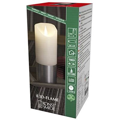 Konstsmide Candele a batteria 3D Living Light a batteria tremolante in movimento fiamma candela vera cera 4 o 8 ore, funzione timer , argento 17,5 x 7,5 cm Konstsmide Candele a batteria 3D Living Light a batteria tremolante in movimento fiamma candela vera cera 4 o 8 ore, funzione timer , argento 17,5 x 7,5 cm