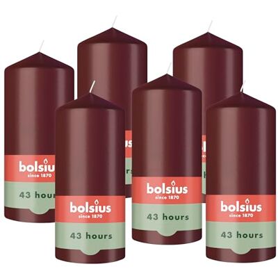 Bolsius – Essentials – candela a colonna liscia – bordeaux – 13 cm – Candele decorative – Contiene cera vegetale naturale – Senza olio di palma Bolsius – Essentials – candela a colonna liscia – bordeaux – 13 cm – Candele decorative – Contiene cera vegetale naturale – Senza olio di palma