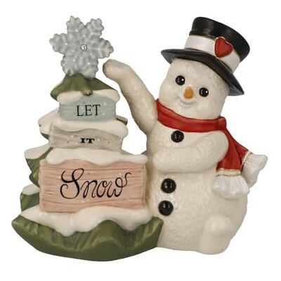 Goebel Let it Snow Statuetta natalizia a forma di pupazzo di neve, in gres, dimensioni: 13 x 12 x 8,5 cm Goebel Let it Snow Statuetta natalizia a forma di pupazzo di neve, in gres, dimensioni: 13 x 12 x 8,5 cm