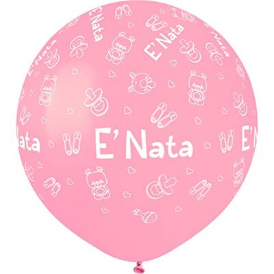Ciao Busta 25 palloncini "E' Nata" Baby Shower in lattice naturale Premium Quality G150 (Ø 48cm / 19"), rosa pastello Ciao Busta 25 palloncini "E' Nata" Baby Shower in lattice naturale Premium Quality G150 (Ø 48cm / 19"), rosa pastello