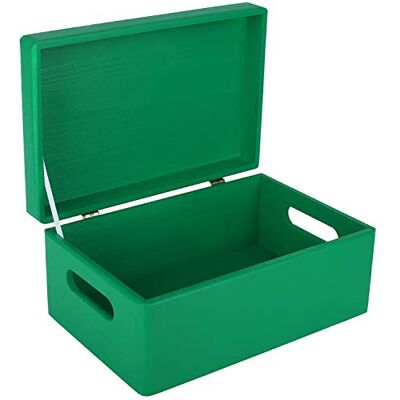 Creative Grande Scatola in Legno Verde 30 x 20 x 14 cm Coperchio e Maniglie Contenitore Portaoggetti, Attrezzi Legno Non Verniciato, Ruvido e Non Levigato Ideale da Decorare Creative Grande Scatola in Legno Verde 30 x 20 x 14 cm Coperchio e Maniglie Contenitore Portaoggetti, Attrezzi Legno Non Verniciato, Ruvido e Non Levigato Ideale da Decorare