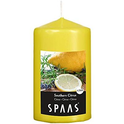 Spaas 12 Candele cilindriche profumate 60, 25 Ore-Southern cit, Cera di paraffina, Giallo Autunnale, D 60 mm x H 100 mm Spaas 12 Candele cilindriche profumate 60, 25 Ore-Southern cit, Cera di paraffina, Giallo Autunnale, D 60 mm x H 100 mm