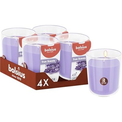 Bolsius Set di 4 Candele Profumate Lavanda 9,7 x 8,5 cm Durata di Combustione: 45 ore Con Estratti Naturali Cera Vegetale Naturale Senza Olio di Palma Bolsius Set di 4 Candele Profumate Lavanda 9,7 x 8,5 cm Durata di Combustione: 45 ore Con Estratti Naturali Cera Vegetale Naturale Senza Olio di Palma