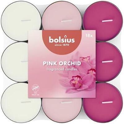 Bolsius 18 Lumini Profumati Orchidea Rosa Durata di Combustione di 3.5 Ore Diametro 38 mm Estratti Naturali Contiene Cera Vegana Senza Olio di Palma Bolsius 18 Lumini Profumati Orchidea Rosa Durata di Combustione di 3.5 Ore Diametro 38 mm Estratti Naturali Contiene Cera Vegana Senza Olio di Palma