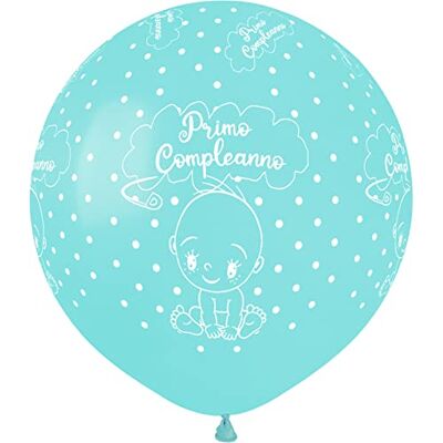 Ciao Busta 25 palloncini perlati Primo Compleanno in lattice naturale Premium Quality G150 (Ø 48cm / 19"), azzurro perlato Ciao Busta 25 palloncini perlati Primo Compleanno in lattice naturale Premium Quality G150 (Ø 48cm / 19"), azzurro perlato