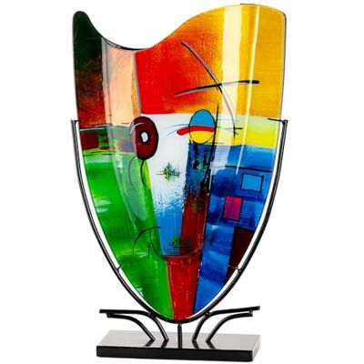 Gilde Vaso da pavimento Milano in vetro, multicolore lucido, altezza 57 cm x larghezza 35 cm, dipinto a mano e non impermeabile Gilde Vaso da pavimento Milano in vetro, multicolore lucido, altezza 57 cm x larghezza 35 cm, dipinto a mano e non impermeabile
