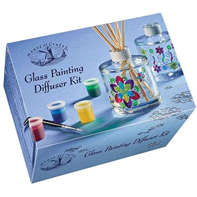 House of Crafts Diffusore per pittura su vetro, set singolo per lavori artigianali, multicolore, include 2 flaconi di diffusore di profumo in vetro, adesivi con contorno argento, 5 colori, pennello, House of Crafts Diffusore per pittura su vetro, set singolo per lavori artigianali, multicolore, include 2 flaconi di diffusore di profumo in vetro, adesivi con contorno argento, 5 colori, pennello,