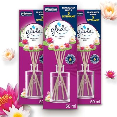 Glade Profumatore per Ambienti Bastoncini, Relaxing Zen, 3 x 50ml Glade Profumatore per Ambienti Bastoncini, Relaxing Zen, 3 x 50ml