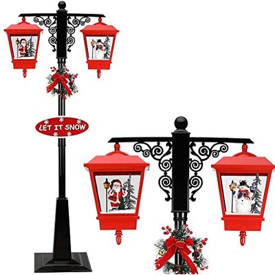 BAKAJI Lampione di Natale Luminoso 2 Lanterne con 38 Luci 2 Scene Natalizie Neve in Movimento e 25 Musiche Natalizie con Decorazione Ghirlanda e Scritta Altezza 188 cm (Nero) BAKAJI Lampione di Natale Luminoso 2 Lanterne con 38 Luci 2 Scene Natalizie Neve in Movimento e 25 Musiche Natalizie con Decorazione Ghirlanda e Scritta Altezza 188 cm (Nero)