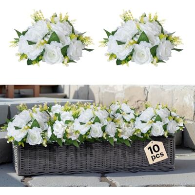 VEVOR Bouquet di Fiori Artificiali, 10 Pezzi, Diametro 24 cm, Centrotavola di Rose per Matrimonio, Composizioni Floreali Finte per Cerimonie, Ricevimenti, Feste, Decorazioni per Esterni, Bianco VEVOR Bouquet di Fiori Artificiali, 10 Pezzi, Diametro 24 cm, Centrotavola di Rose per Matrimonio, Composizioni Floreali Finte per Cerimonie, Ricevimenti, Feste, Decorazioni per Esterni, Bianco