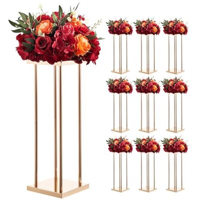 VEVOR Portafiori da Matrimonio 10 Pezzi da 60 cm, Portafiori a Colonna con Laminato Metallico, Espositore Floreale Cubico Cilindrico per Matrimoni, Feste, Compleanni, Casa, Centrotavola Oro Francese VEVOR Portafiori da Matrimonio 10 Pezzi da 60 cm, Portafiori a Colonna con Laminato Metallico, Espositore Floreale Cubico Cilindrico per Matrimoni, Feste, Compleanni, Casa, Centrotavola Oro Francese