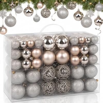 BAKAJI Confezione 100 Palline Di Natale Diametro 3/4/6 cm Addobbi e Decorazioni Per Albero Di Natale (Champagne) BAKAJI Confezione 100 Palline Di Natale Diametro 3/4/6 cm Addobbi e Decorazioni Per Albero Di Natale (Champagne)