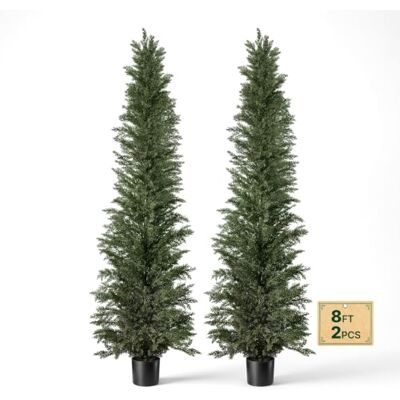 VEVOR Set di 2 Alberi Artificiali di Cedro da 2438 mm, Piante Verdi in PE Albero Topiario Finto con Vaso, Pianta Decorativa Ideale per Interni ed Esterni, Ingresso, Veranda, Balcone, Patio e Giardino VEVOR Set di 2 Alberi Artificiali di Cedro da 2438 mm, Piante Verdi in PE Albero Topiario Finto con Vaso, Pianta Decorativa Ideale per Interni ed Esterni, Ingresso, Veranda, Balcone, Patio e Giardino