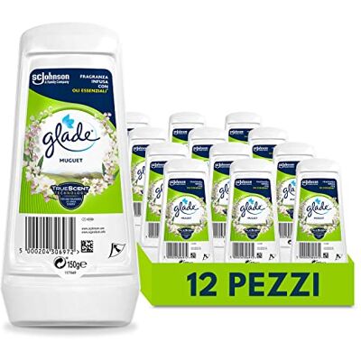 Glade Gel Assorbiodori, Profumatore per Ambienti, Mughetto, 12 Pezzi Glade Gel Assorbiodori, Profumatore per Ambienti, Mughetto, 12 Pezzi