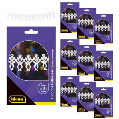 Idena 90464 Ghirlande di Halloween, 10 pezzi, lunghezza circa 3 m, ghirlande di carta bianca con scheletri spaventosi, decorazione per Halloween Idena 90464 Ghirlande di Halloween, 10 pezzi, lunghezza circa 3 m, ghirlande di carta bianca con scheletri spaventosi, decorazione per Halloween