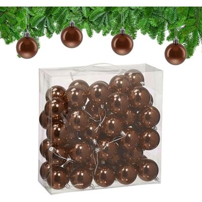 Relaxdays Palline di Natale, Set da 50 Palle Albero, Addobbi Natalizi, ∅ 6 cm, Sfere in Plastica Lucida, Marrone Relaxdays Palline di Natale, Set da 50 Palle Albero, Addobbi Natalizi, ∅ 6 cm, Sfere in Plastica Lucida, Marrone