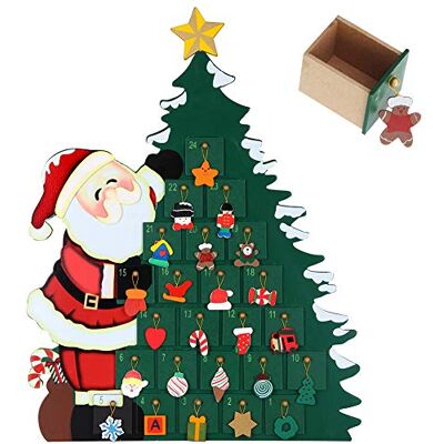 BAKAJI Calendario dell' Avvento di Natale In Legno con 24 Cassetti Numerati per Sorpresa Decorazioni Addobbi Natalizi Casa (Babbo Natale con Albero) BAKAJI Calendario dell' Avvento di Natale In Legno con 24 Cassetti Numerati per Sorpresa Decorazioni Addobbi Natalizi Casa (Babbo Natale con Albero)
