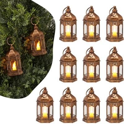 VEVOR Lanterne Decorative a Forma di Candela, Candele Elettriche a LED Senza Fiamma, Portacandele in Plastica con Vetro, Lanterne da Parete, per Tavoli da Matrimonio, Feste, Bronzo 12 Pezzi VEVOR Lanterne Decorative a Forma di Candela, Candele Elettriche a LED Senza Fiamma, Portacandele in Plastica con Vetro, Lanterne da Parete, per Tavoli da Matrimonio, Feste, Bronzo 12 Pezzi