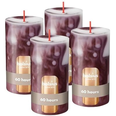 Bolsius Candela a colonna Marmo Borgogna 13 cm 4 pezzi Candele decorative Con cera vegetale naturale Senza olio di palma Bolsius Candela a colonna Marmo Borgogna 13 cm 4 pezzi Candele decorative Con cera vegetale naturale Senza olio di palma