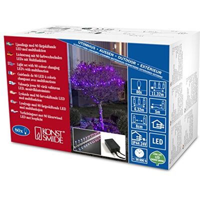 Konstsmide Set di 80 luci a LED Multicolore per Esterni, con 80 Colori cangianti, Multicolore Konstsmide Set di 80 luci a LED Multicolore per Esterni, con 80 Colori cangianti, Multicolore