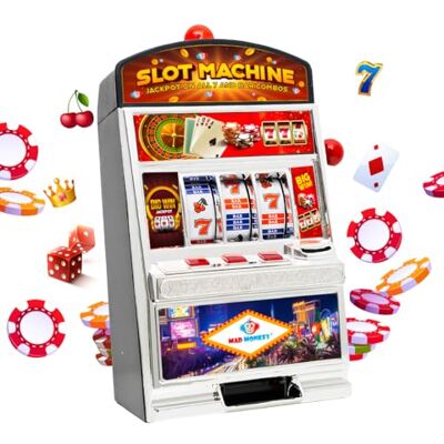 Mad Monkey -Slot Machine with Money Box (Includes Light and Sound), Black Mad Monkey -Slot Machine with Money Box (Includes Light and Sound), Black