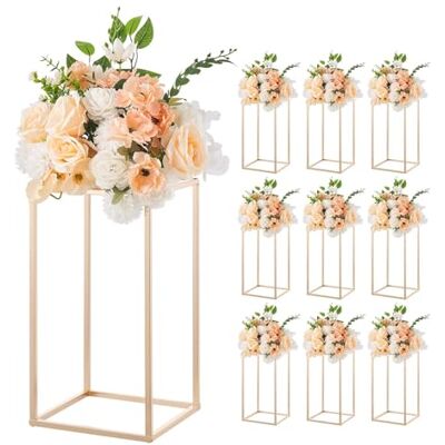 VEVOR Portafiori da Matrimonio 10 Pezzi da 40 cm, Portafiori a Colonna con Laminato Acrilico, Espositore Floreale Rettangolare Dorato per Matrimoni, Feste, Compleanni, Casa, Centrotavola Oro Francese VEVOR Portafiori da Matrimonio 10 Pezzi da 40 cm, Portafiori a Colonna con Laminato Acrilico, Espositore Floreale Rettangolare Dorato per Matrimoni, Feste, Compleanni, Casa, Centrotavola Oro Francese