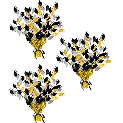 Beistle A Creation- , 3 Pezzi Centrotavola per laureati con Scritta Congrats Graduate Tavolo per Decorazioni per Feste di Laurea, Oro/Nero/Argento, 38 cm, Beistle A Creation- , 3 Pezzi Centrotavola per laureati con Scritta Congrats Graduate Tavolo per Decorazioni per Feste di Laurea, Oro/Nero/Argento, 38 cm,