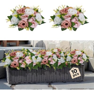 VEVOR Bouquet di Fiori Artificiali, 10 Pezzi, Diametro 24 cm, Centrotavola di Rose per Matrimonio, Composizioni Floreali Finte per Cerimonie, Ricevimenti, Decorazioni per Esterni, Bianco e Rosa VEVOR Bouquet di Fiori Artificiali, 10 Pezzi, Diametro 24 cm, Centrotavola di Rose per Matrimonio, Composizioni Floreali Finte per Cerimonie, Ricevimenti, Decorazioni per Esterni, Bianco e Rosa