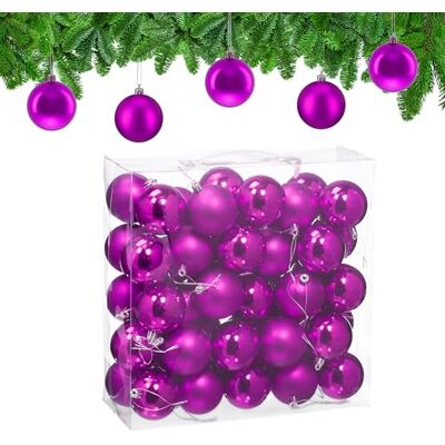Relaxdays Palline di Natale, Set da 50 Palle Albero, Addobbi Natalizi, ∅ 6 cm, Sfere in Plastica Lucida e Opaca, Fucsia Relaxdays Palline di Natale, Set da 50 Palle Albero, Addobbi Natalizi, ∅ 6 cm, Sfere in Plastica Lucida e Opaca, Fucsia