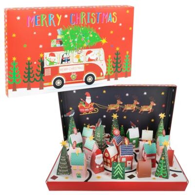 Idena Calendario dell’Avvento “Villaggio di Natale”, 54 x 34 x 5 cm Calendario dell’Avvento fai da te con 24 scatole regalo con motivi natalizi, numeri da 1 a 24 e scatola espositiva Idena Calendario dell’Avvento “Villaggio di Natale”, 54 x 34 x 5 cm Calendario dell’Avvento fai da te con 24 scatole regalo con motivi natalizi, numeri da 1 a 24 e scatola espositiva